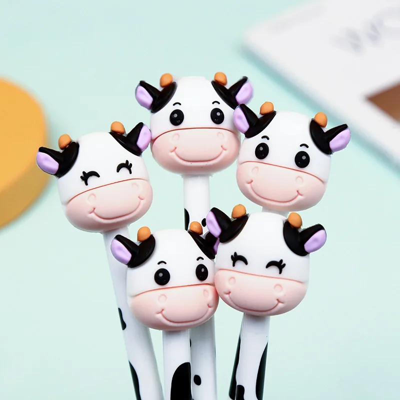 

0.5mm Kawaii Soft Rubber Smile Big Cow Head Gel Ink Pens Cute School Office Writing Supplies Gift Stationery Prizes