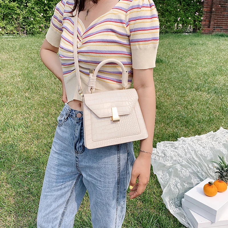 Женская сумка через плечо из ПУ кожи с узором под кожу крокодила | Багаж и сумки