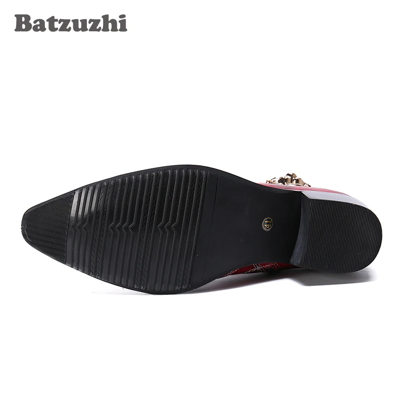 Мужские ботинки Batzuzhi с острым металлическим наконечником роскошные кожаные