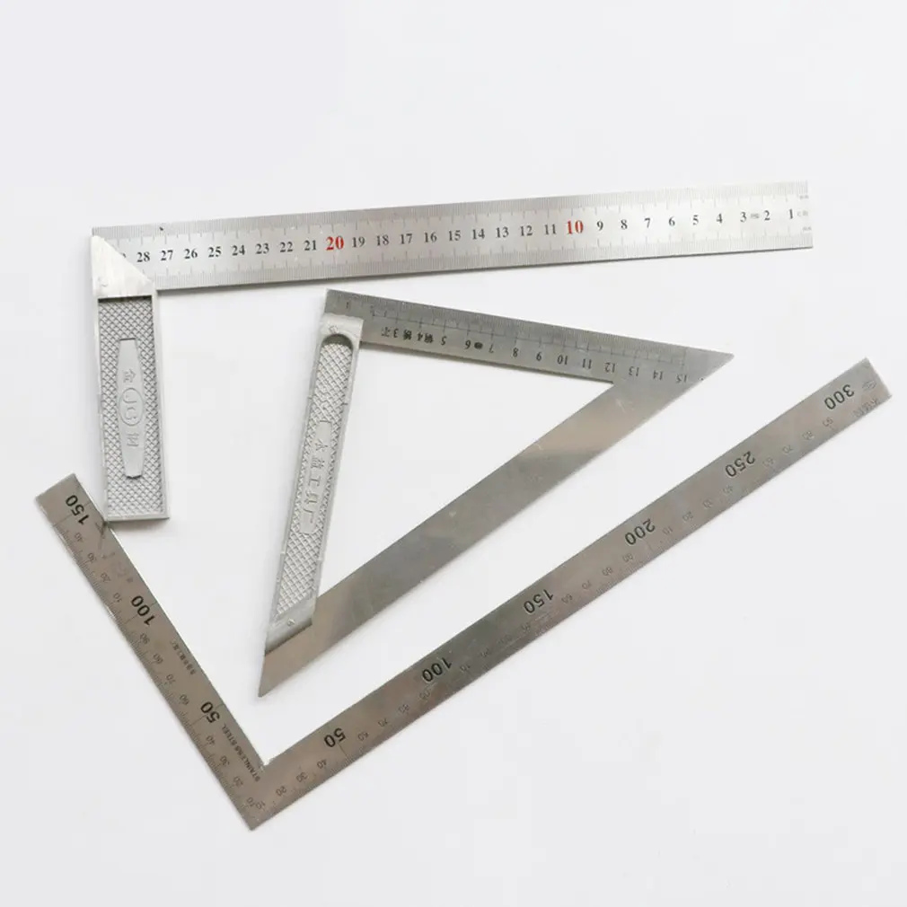 

Stainless Steel 90 Degree Square Layout Tool L-Shaped Dual Angle Side Metric Ruler For Rafters Doors Stair Layouts