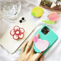 2021 ins new dropping glue fold finger grip ring mobile phone holder for iphone samsung xiaomi cute holder stand flower bracket
