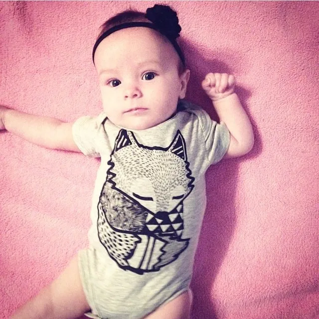 Комбинезоны для маленьких мальчиков и девочек с коротким рукавом принтом лисы