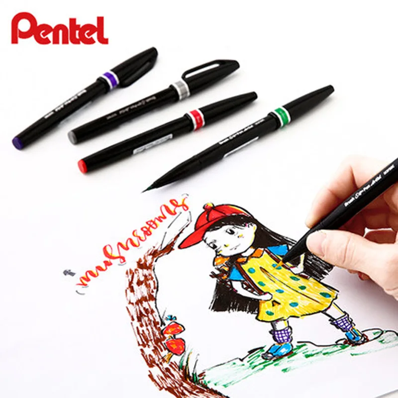 Цветная мягкая ручка Pentel 1 шт. SESF30C BX научная кисть очень тонкая в цветочек