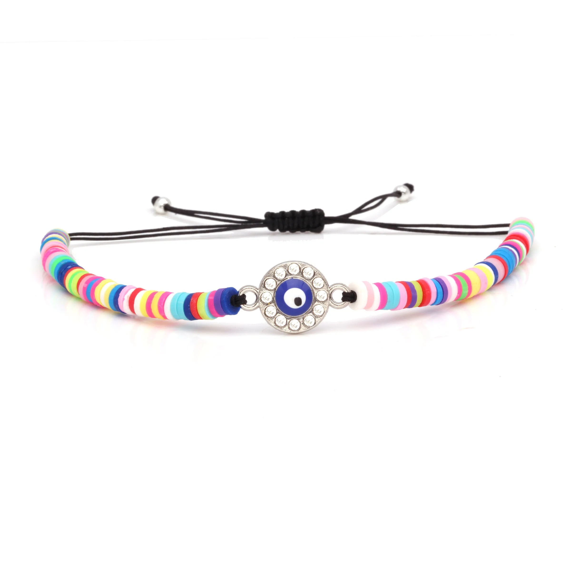 Полимерные глиняные бусы Heishi браслет из бисера черный шнур круглый зловещий глаз