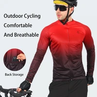 men women gradient cycling jersey long sleeve zipper mtb bicycle cycling road bike sportswear cycling clothes with three pockets