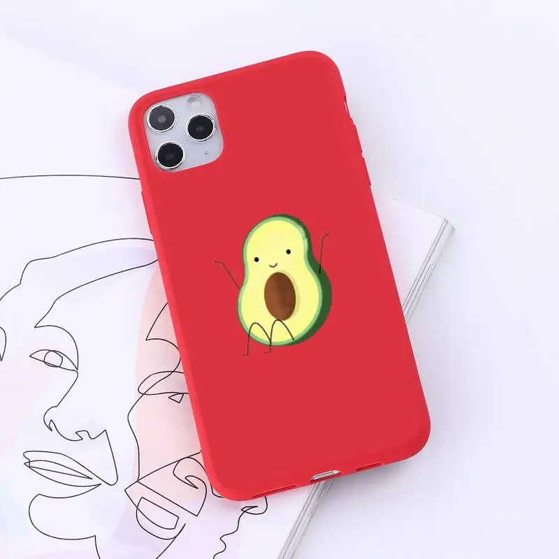 

Avocado cute cartoon fruit Phone Case Candy Color for iPhone 6 7 8 11 12 s mini pro X XS XR MAX Plus