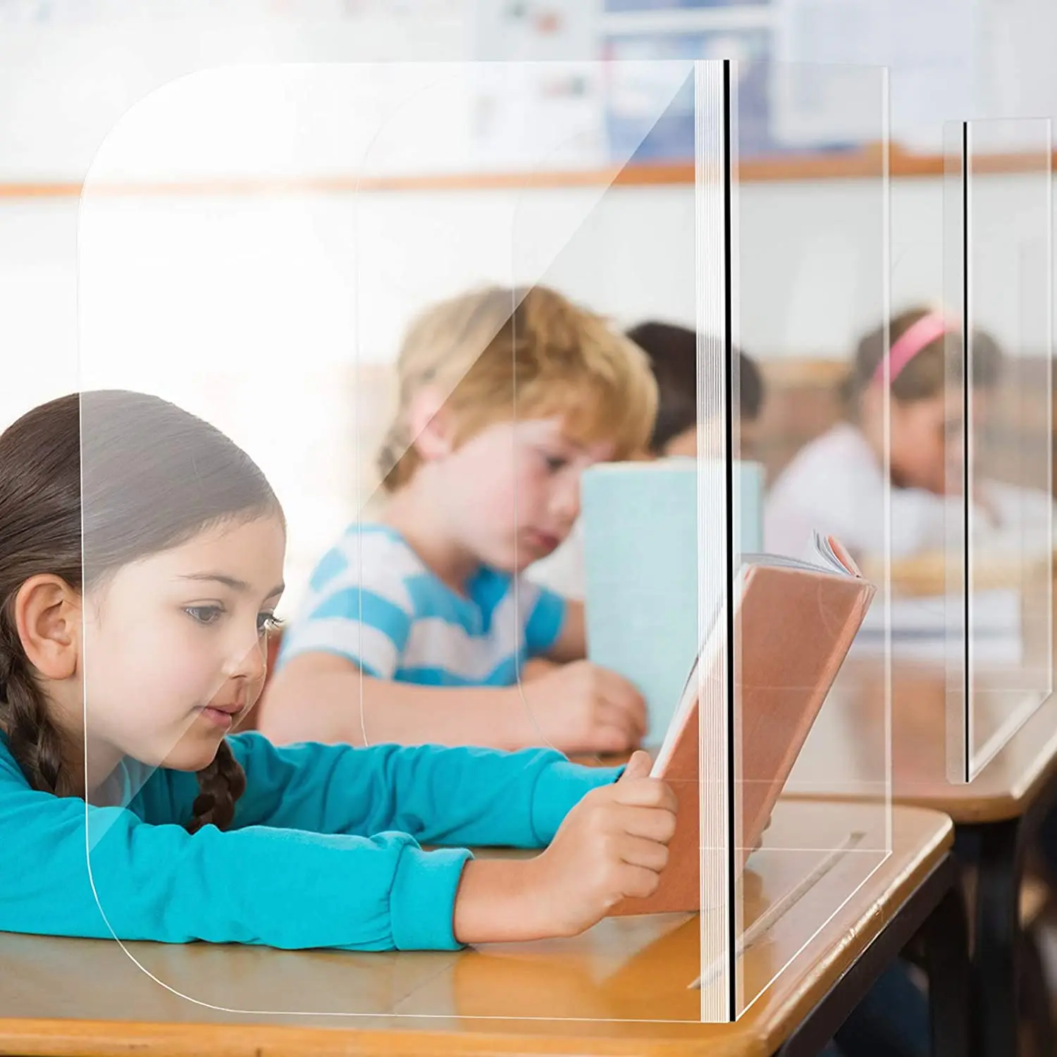 109cmx40cm Acrylic Shield Sheets for Student’s Desk Portable Clear Plexiglass Divider School or Countertop Office Partitions |
