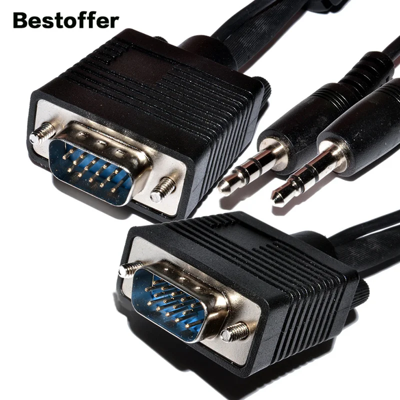 1 м двойной SVGA VGA 15 Pin папа к DC 2*3 5 мм стерео Мужской аудио кабель для проекторов ПК