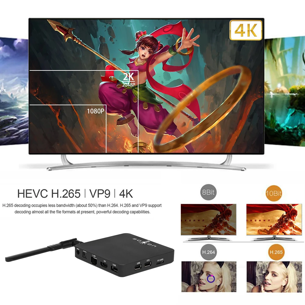 UGOOS AM3 Smart tv Box Android 7,1 Amlogic S912 64 бита UHD 4K 2 ГБ DDR3 16 Гб EMMC 2,4G и 5G WiFi LAN DLNA Miracast HD box tv