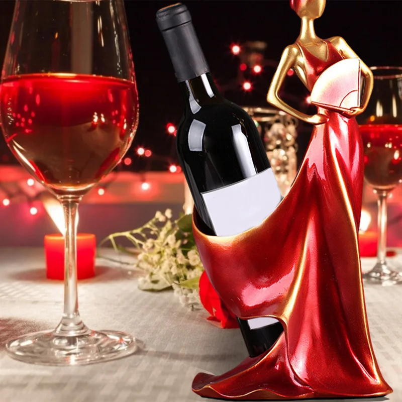 

Creative Home Decorative Figurines Ornaments Modern Minimalist Blue Take Fan Beauty Wine Rack Decoration Creative Wedding Craft