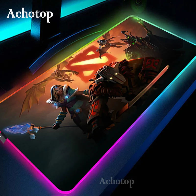 

DOTA 2 LED Light Gaming Mouse Pad RGB Large Keyboard Overlock Rubber Base Computer Carpet Desk Mat PC Gamer Computer Mouse Pad