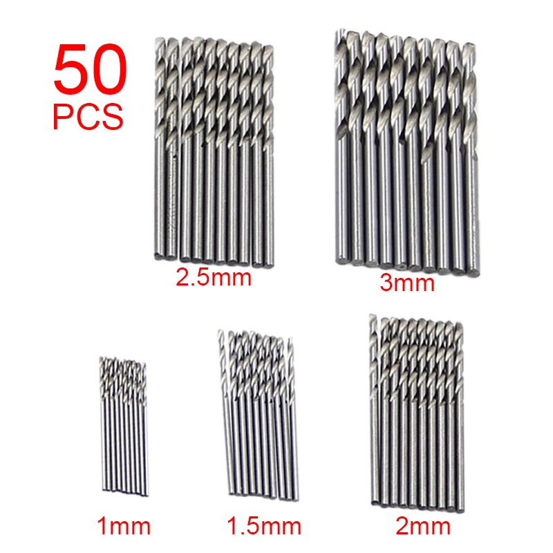 50 шт./упак. высокоскоростное спиральное сверло с титановым покрытием 1 3 мм набор