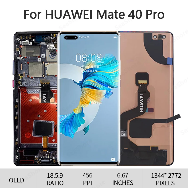 Pantalla t&aacute;ctil Original para Huawei Mate 40 Pro, piezas de repuesto de digitalizador LCD, NOH-NX9 AN00-1