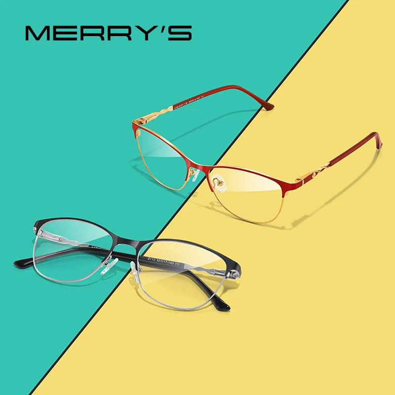 MERRYS дизайнерские женские модные трендовые очки кошачий глаз, полная оправа, женские очки для близорукости, оптические очки по рецепту S2110