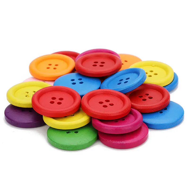 

50pcs 15/20/25/30mm Natural Wood Beads Round Shape Buttons Spacer Beads No Harm Wood Beads for DIY Kid Jewelry Making