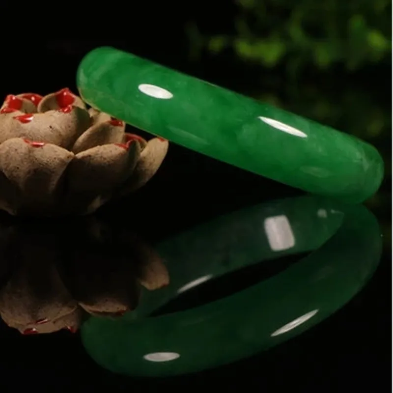 Натуральный бирманский нефритовый зеленый браслет элегантные ювелирные изделия