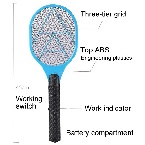 

Hand Racket Electric Swatter Home Garden Insect Bug Bat Wasp Zapper Fly Mosquito Pest Control TY53