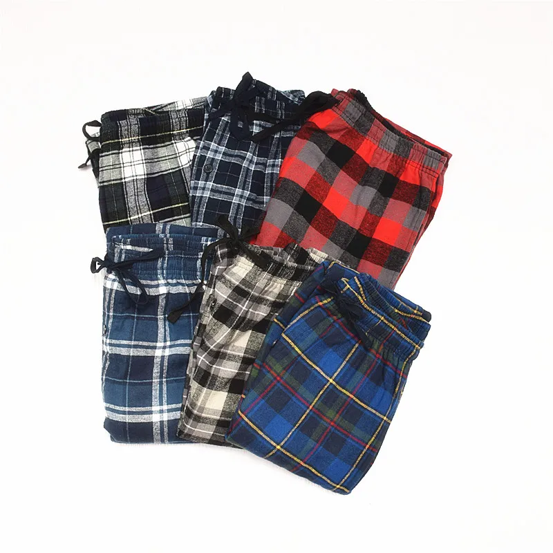 Men's Trousers Cotton Plus Size Home Pants Waist Plaid