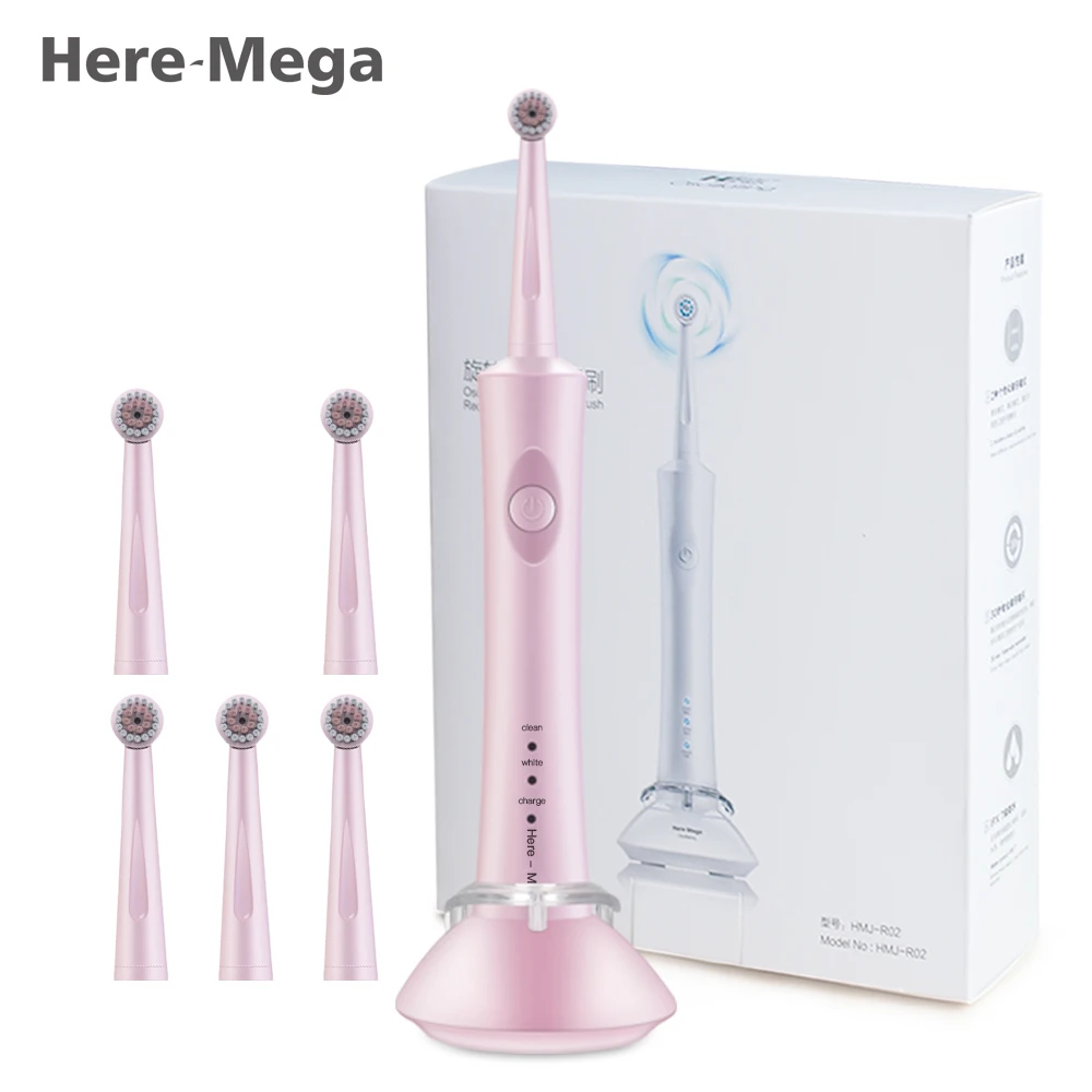 

HERE-MEGA вращающаяся электрическая зубная щетка Индуктивная зарядка Эффективная очистка отбеливание Водонепроницаемая мягкая щетка R02