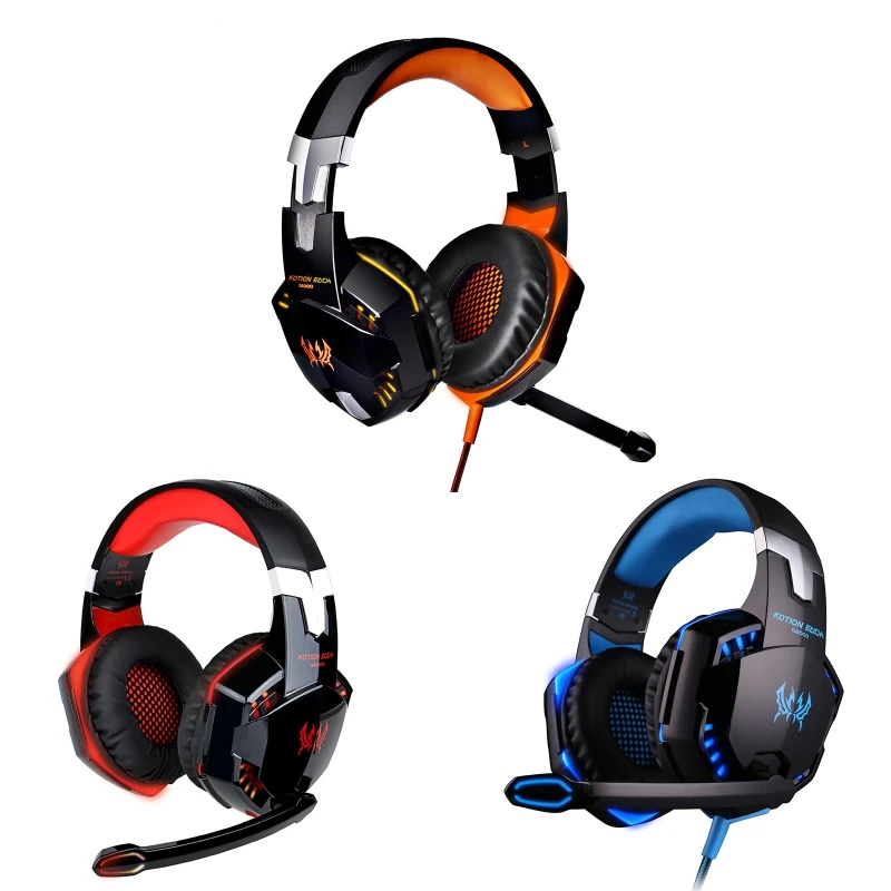 

G2000 New Wired Headset E-gamers USB LED Light Earphones Headphone for Girls Boys Sport Stereo Sound with Microphone N0PB