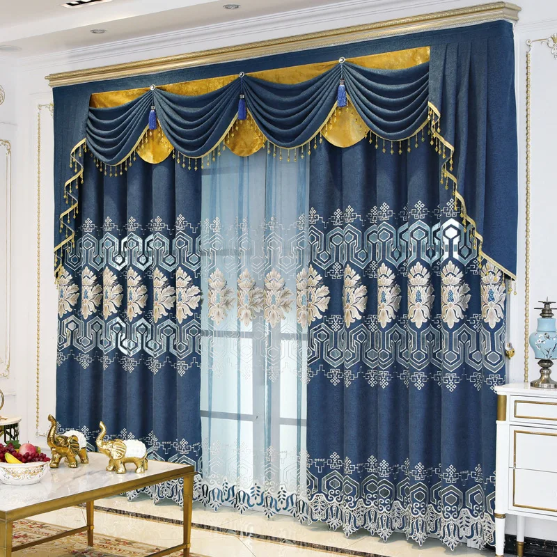 

New European Style Atmospheric Curtains for Living Room Dining Room Luxury Window Valance Curtain Bedroom Curtains Tulle Custom