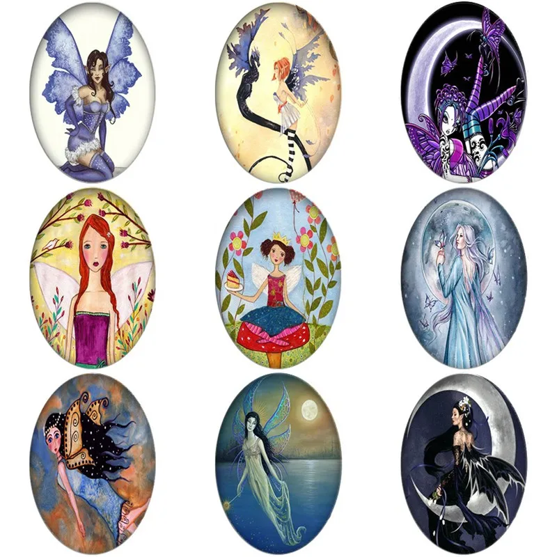 10 шт. овальные фото кабошоны крылья бабочки цветы сказочные девушки шаблон