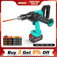 wosai 20v brushless electric drill torque 130nm cordless screwdriver li ion battery electric power can hit ice