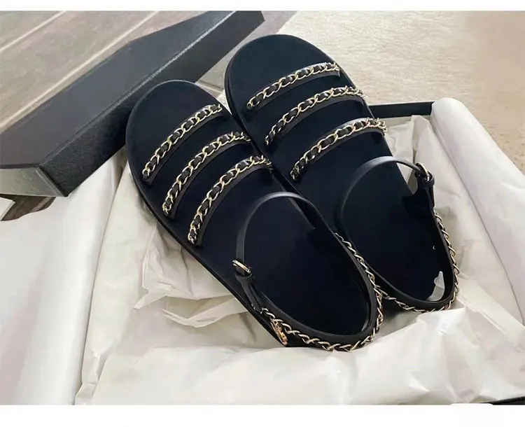 

Ollymurs Luxury brand women's sandals 2021 metal chain sandal with peep-toe platform beach summer shoes for women ladies shoes