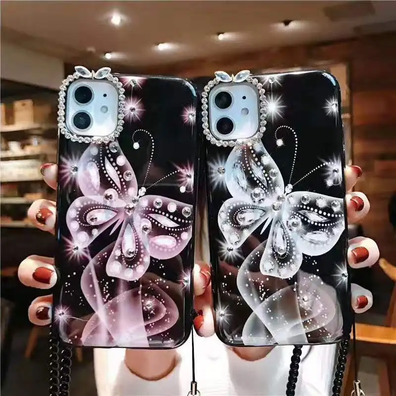 Для iPhone 11 Pro Max милый блестящий чехол с бабочкой для X XR XS 6 6S 7P 8 plus роскошная задняя