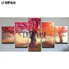 Алмазная живопись 5D, квадратнаякруглая картина, пейзаж, деревья, вышивка крестом, мозаика из кристаллов сделай сам, M231, 5 шт.