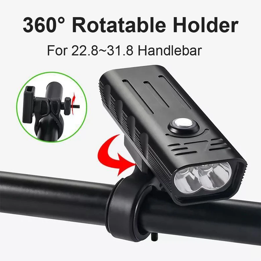 

10000mAh Bike Light USB Rechargeable 3000 Lumens Bike Headlight 5T6 LED Super Bright Flashlight Front Lights and Back Rear light
