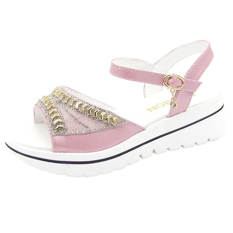 

Women New Brand Sandals Outdoor Non-slip 2021 Lady Flat Slippers Female Girls High Top Cool Garden Shoes Bling Sequins Mules