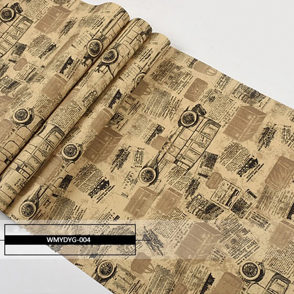 

Retro Yellow Wallpaper Industrial Coffee Store English Wall Paper Clothing Store Ktv Bar Hotel Loft Bedroom Wall Mural Vintage