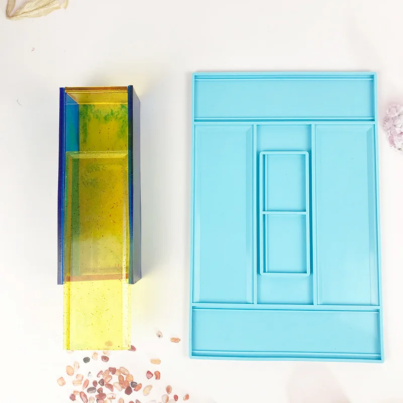 

Dominoes Box with Lid Epoxy Resin Mold Flexible Silicone Chess Tissues Napkin Storage Case Mould Container Casting Molds Tool