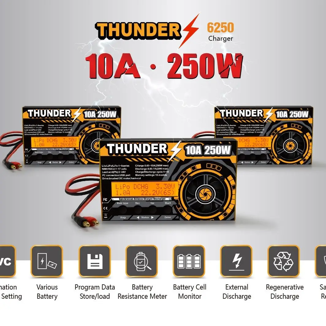HOTA Thunder 250 Вт 10A DC балансирующее зарядное устройство Dis с адаптером питания для