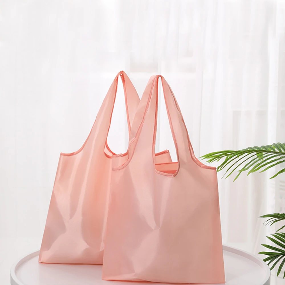 

2021 New Solid Color Foldable Reusable Eco-friendly Waterproof Shopping Backpacks Tote Grocery Foldable Storage Bag Hand Bags