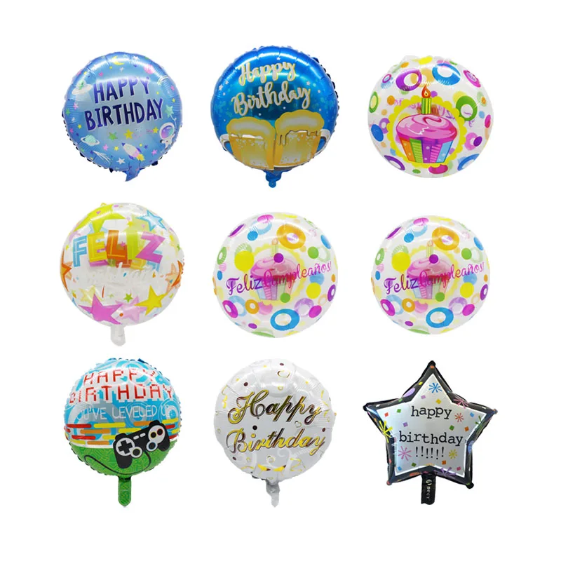 

18 дюймов с днем рождения воздушные шары круглой гелия Фольга шары Baby Shower Детские День рождения украшения Inflatble Globos