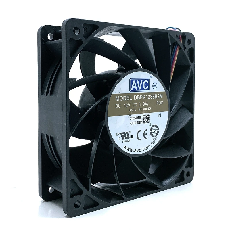 Для Whatsminer Antminer AsicMiner AvalonMiner охлаждающий вентилятор AVC 12038 12V 5600RPM DBPK1238B2M высокоскоростной шахтерский вентилятор PWM 4P