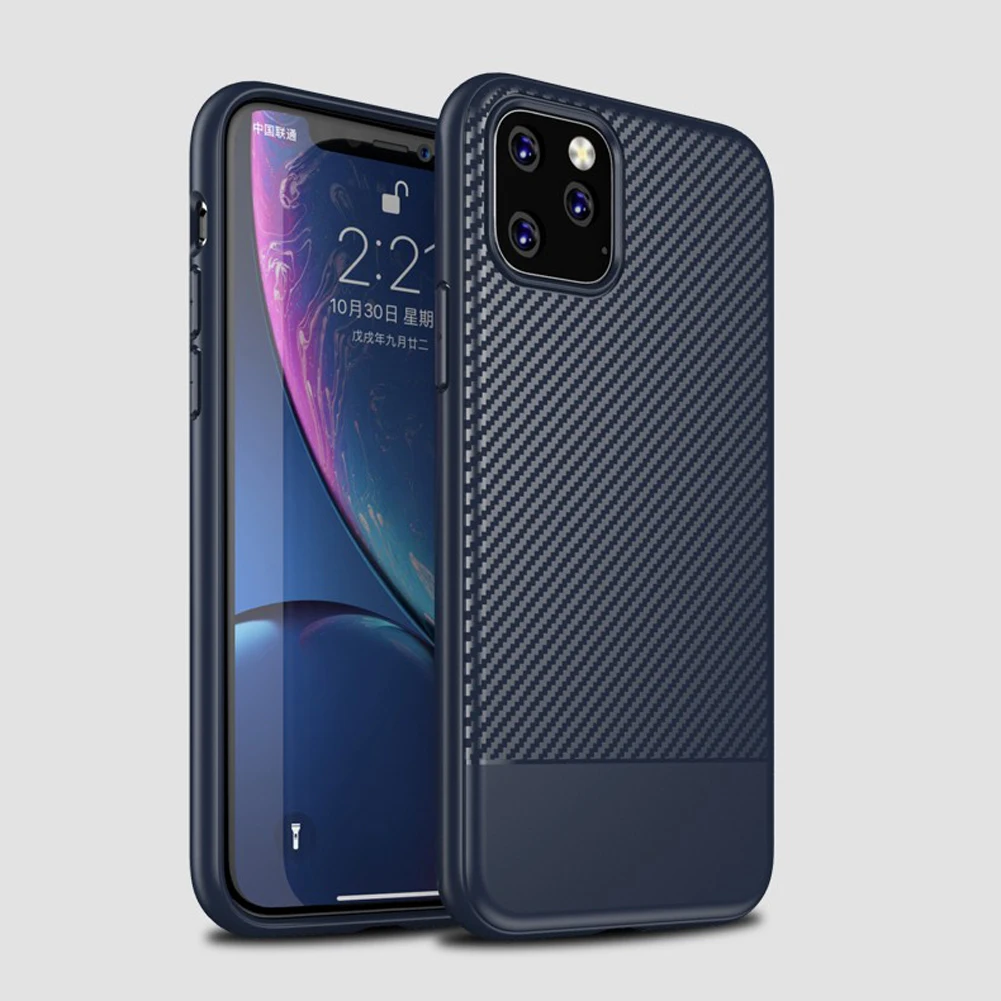 For Apple iphone 11 Pro Max Case Luxury Slim soft Protective back cover case for iPhone Carbon Fiber Armor shell | Мобильные
