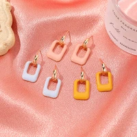 korean fashion new simple hollow color square earrings for women cute sweet short candy geometric drop earrings gift trend 2020
