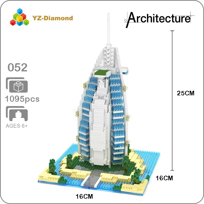 YZ 052 всемирно известная архитектура Burj Al арабский отель 3D модель Мини Алмазный