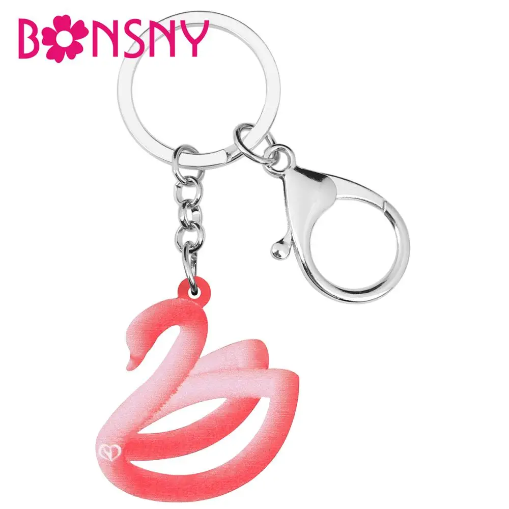 Bonsny акриловые на День святого Валентина Лебедь Гусь цепочки кольца для ключей