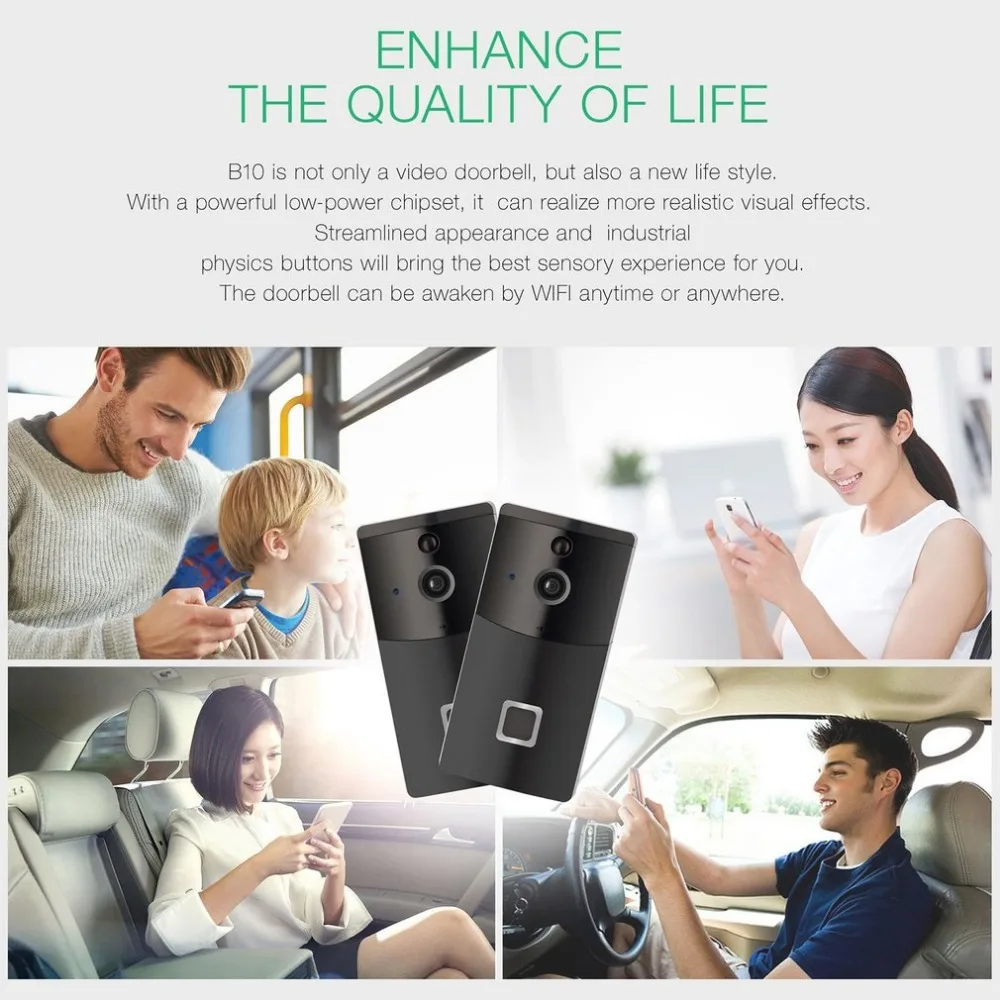 2.4GHz WiFi Video Doorbell HD 720P Camera Smart Speaker Night Vison Motion Detetion Wake-up For IOS/Android Viewing | Безопасность и