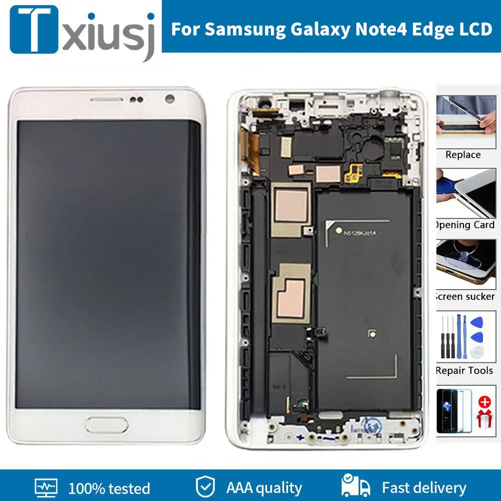 5 6 &quot100% оригинальный AMOLED ЖК-дисплей с рамкой для SAMSUNG Galaxy Note 4 Edge N915 N9150 N915F