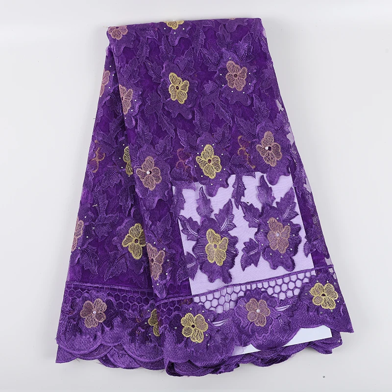Лучшие продажи Африканский тюль кружева ткани с камнями 2019 Вышивка высокое