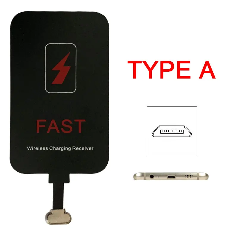 For Android Type A Быстрое беспроводное зарядное устройство приемник для iPhone 7 6 Plus 6s 5 Micro usb type C беспроводной зарядный адаптер Разъем для samsung Xiaomi - Тип штекера: For Android Type A