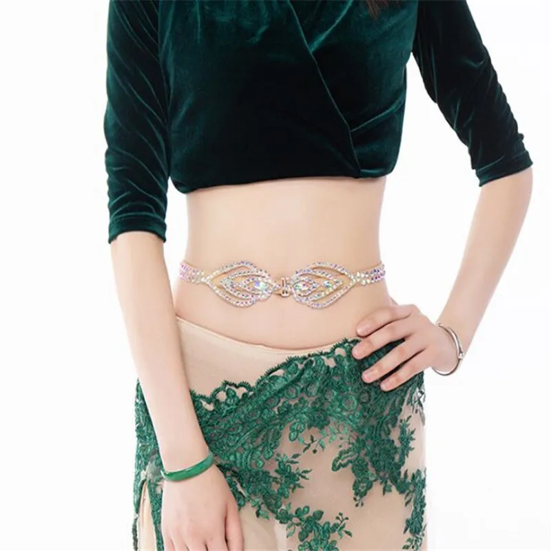 Belly Dance Gypsy Jewelry Accessories Shine Rhinestone Necklace Bikini Belt For Women And Girls Bling Bling Stage Show Costume