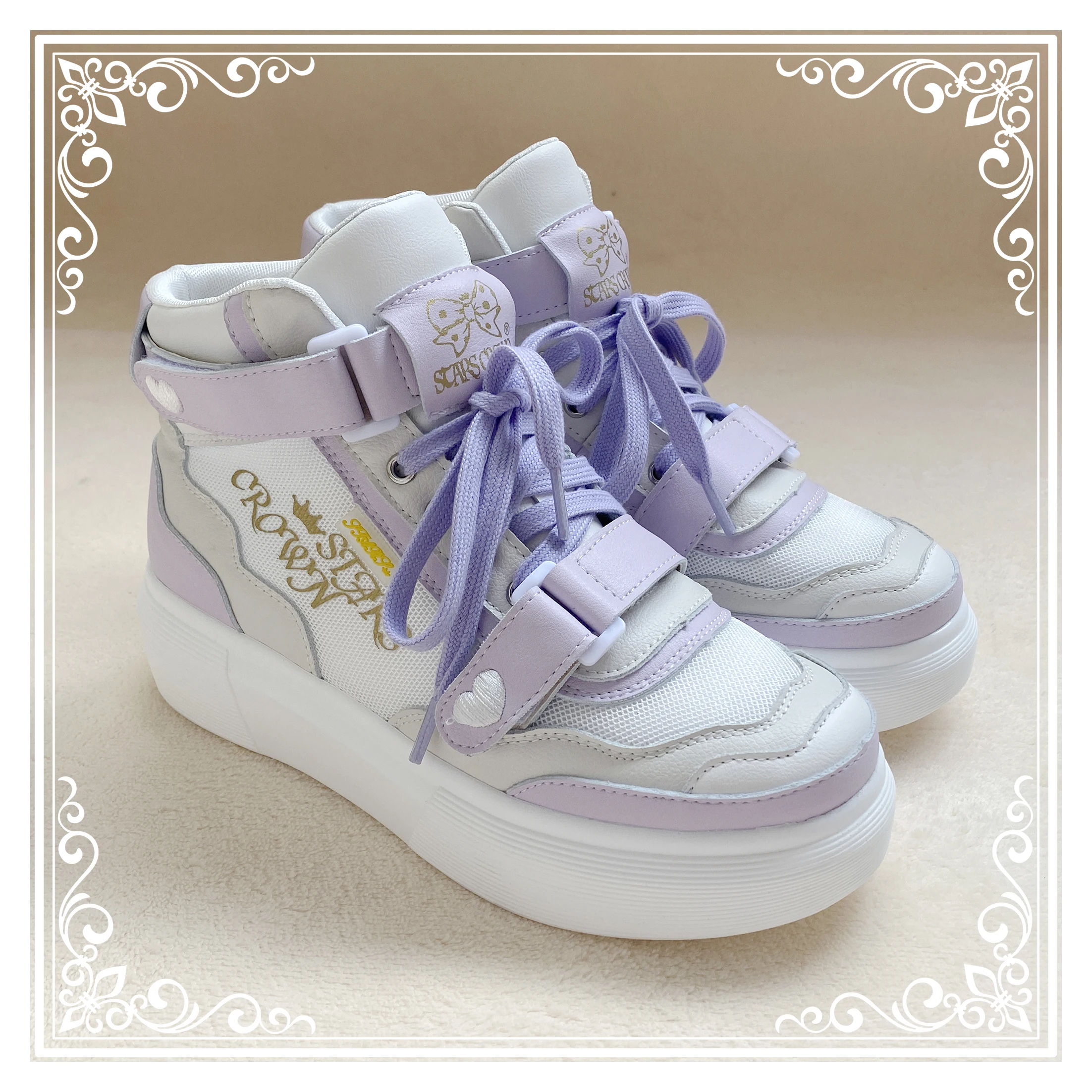 

Japanese JK student sports lolita shoes sweet round head high help women's shoes lace-up platform kawaii shoes girl loli 2020