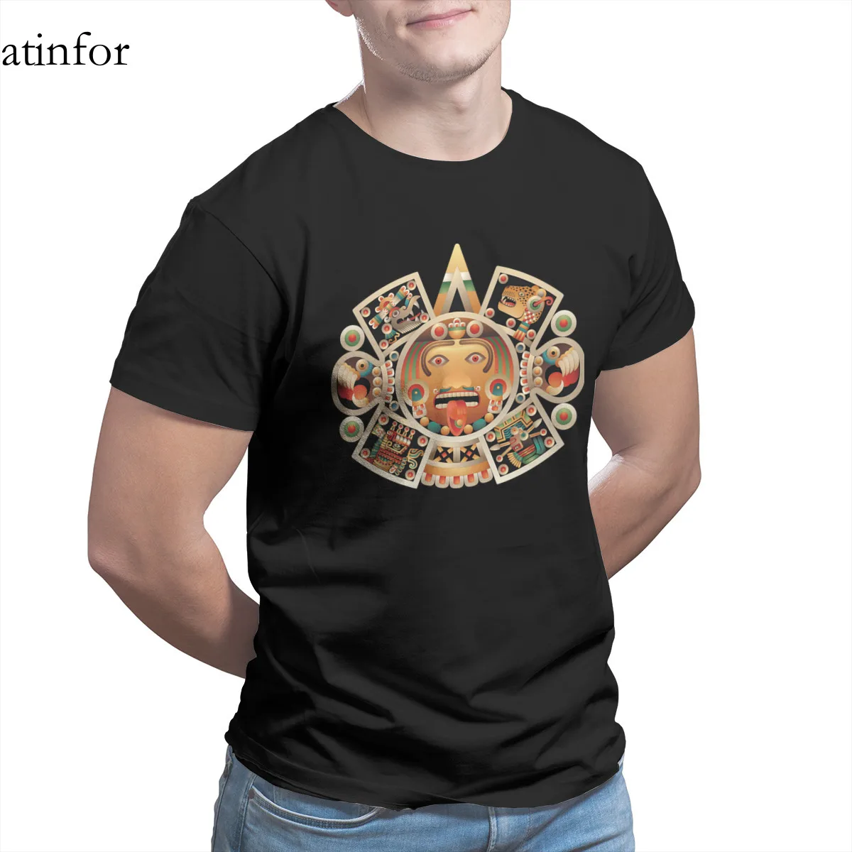 

Sun Stone of Tenochtitlan T-Shirt Fashion Funny Couples Matching Retro Hip-Hop T-shirt 24985