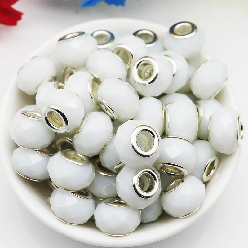 10 шт. Новые блестящие граненые Стеклянные европейские бусины с крупным